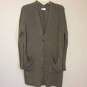 Sienna Sky Waffle Knit Olive Green Cardigan SZ M